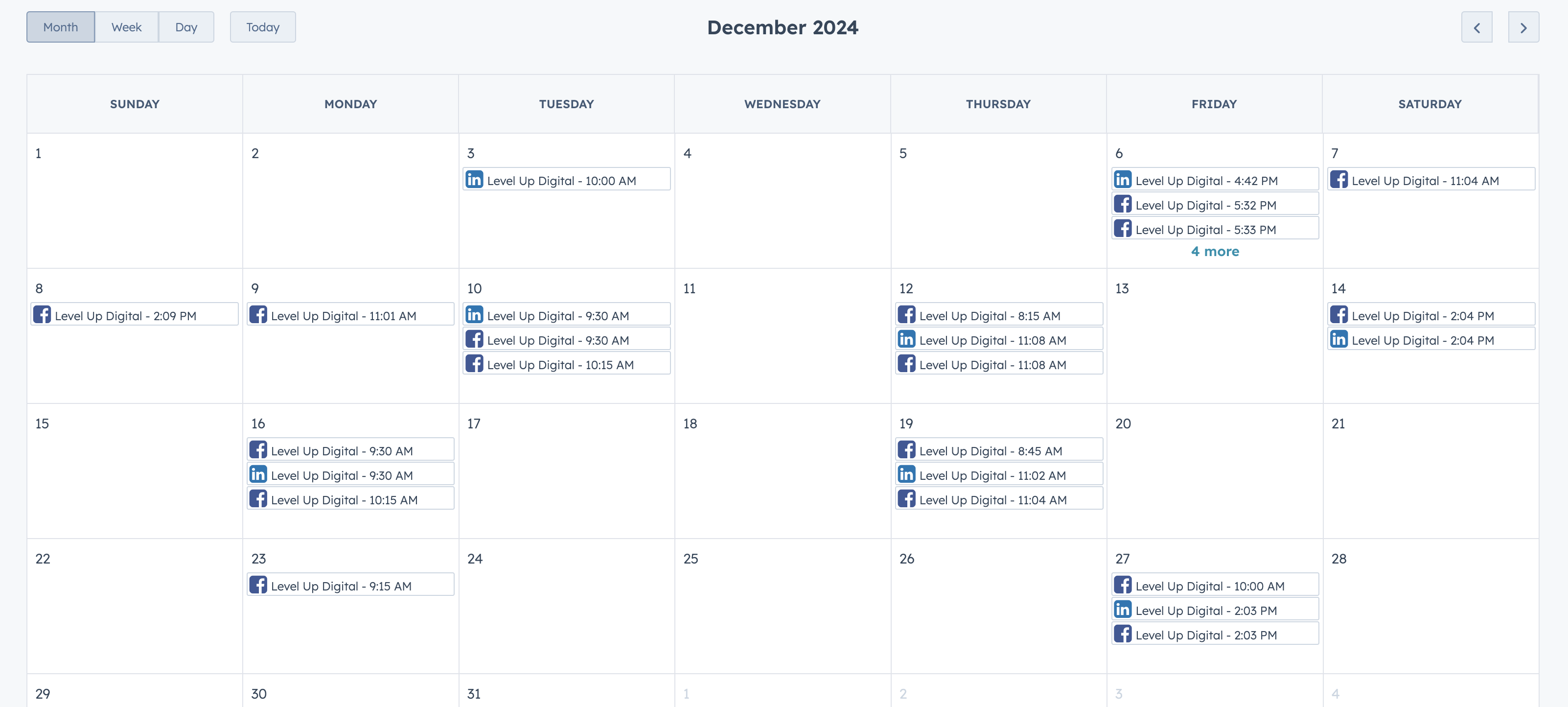 Hubspot Content calendar